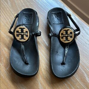 Tory Burch Black and Gold Sandals